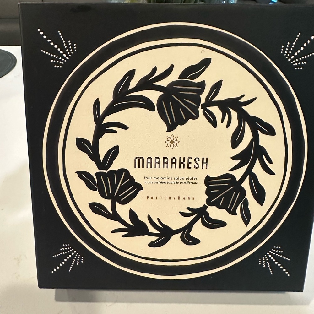 Pottery Barn Marrakesh Floral plates- Black and Cream